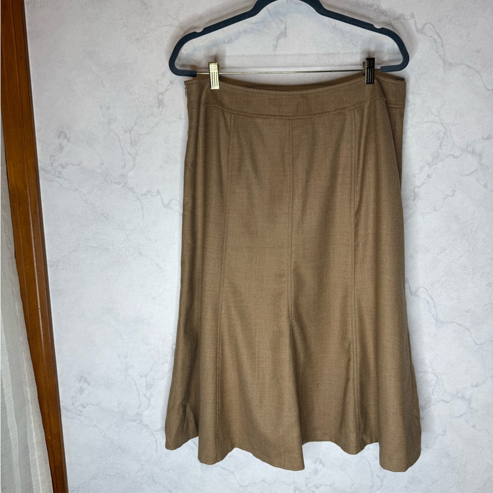 Pendleton virgin wool camel a-line midi skirt size 14